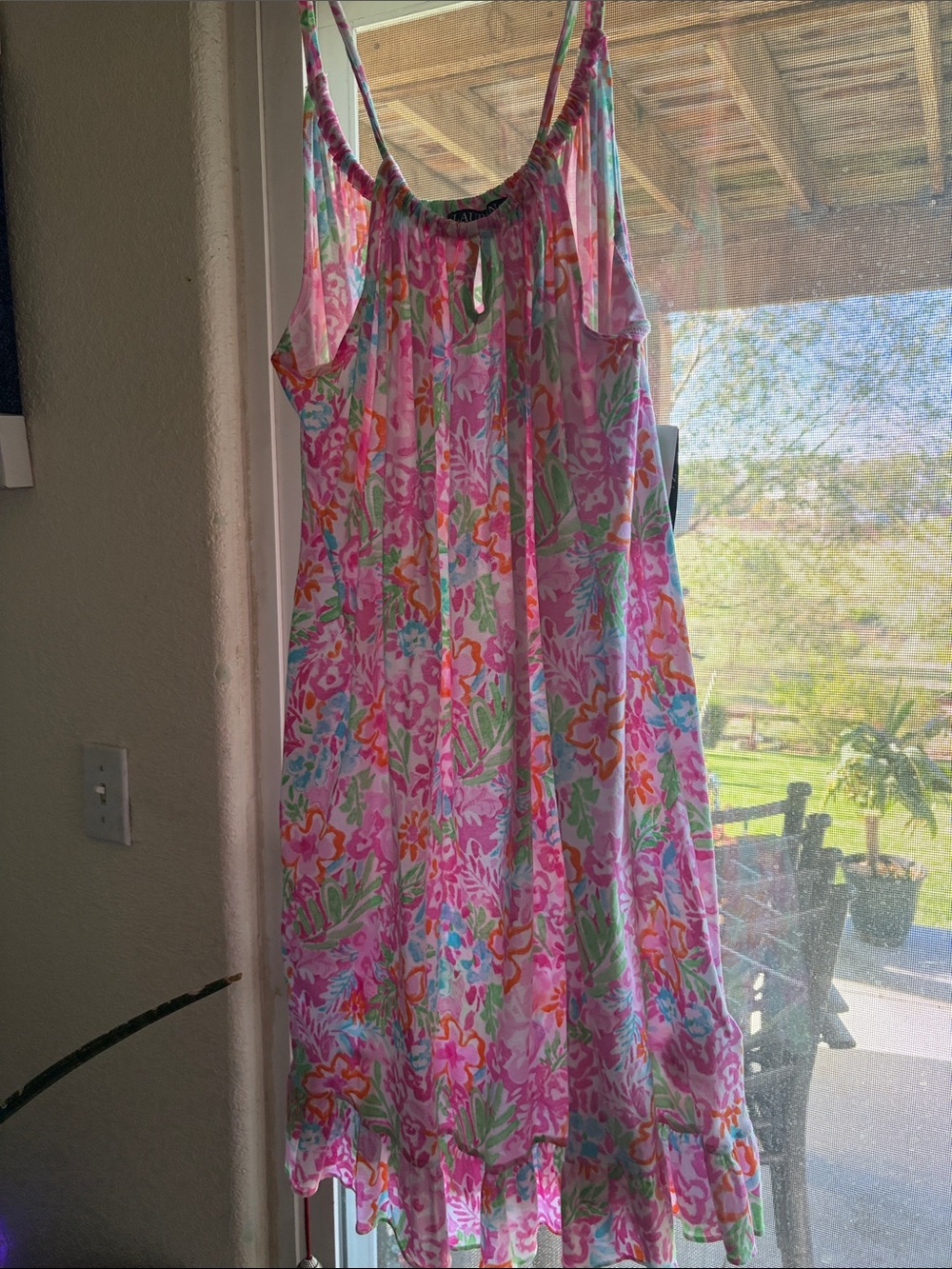 Lauren Ralph Lauren Pink Floral Nightgown with Green & Blue Accents